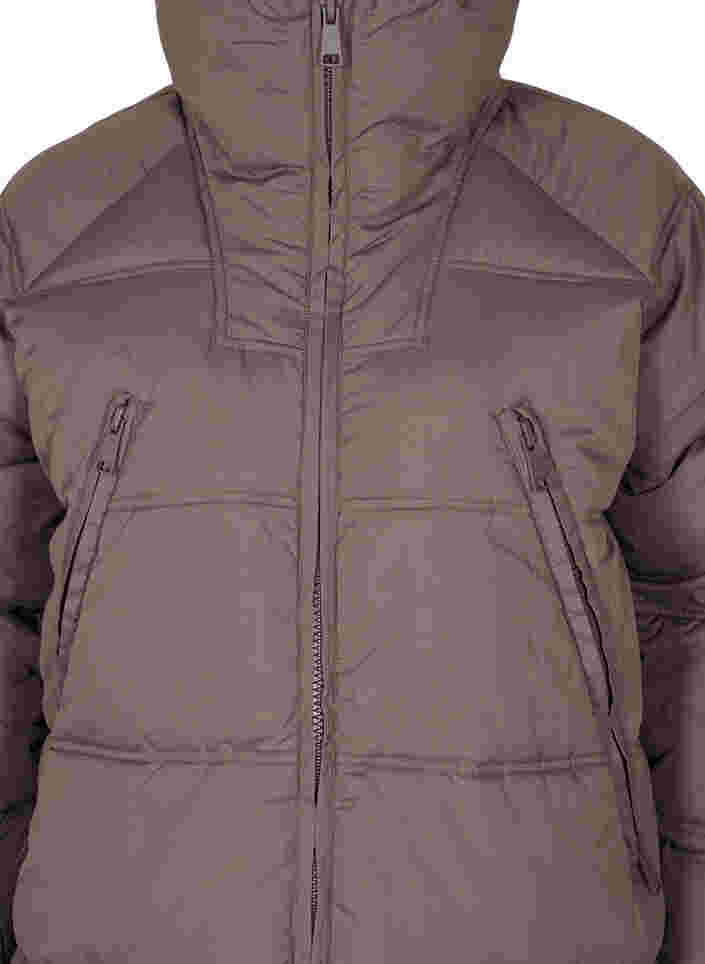 Vinterjakke med lommer og høy hals, Iron, Packshot image number 2