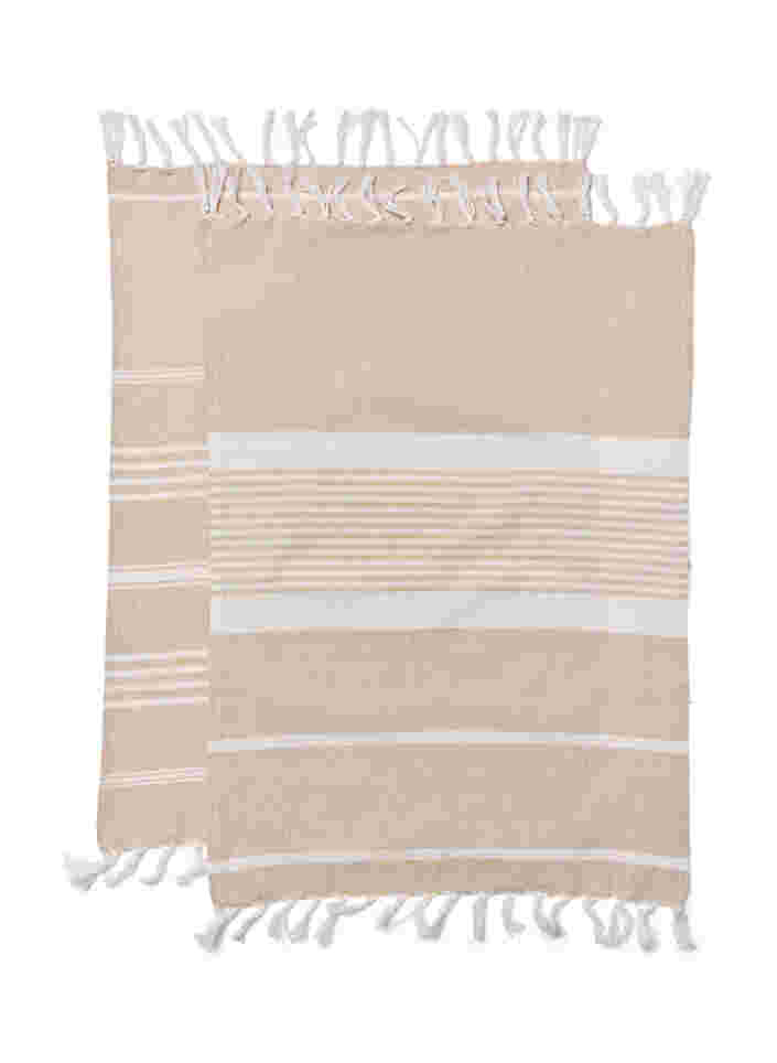Håndkle med frynser, 2 stk., 2-Pack Beige, Packshot image number 1