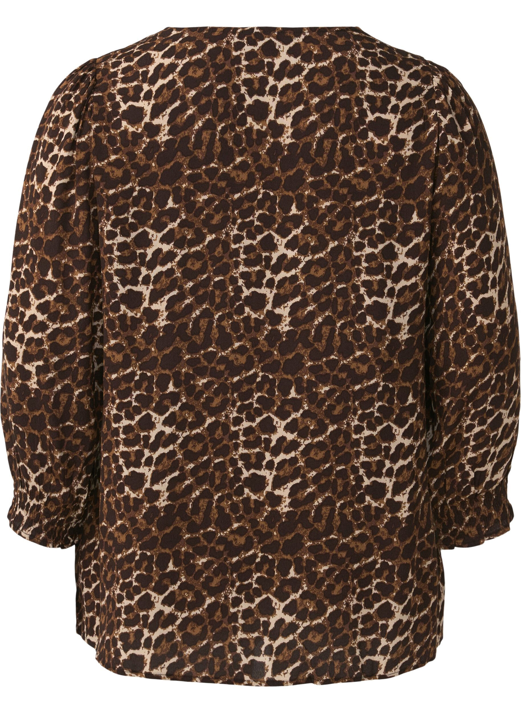 Zizzi Bluse med leopardm&oslash;nster og 3/4-ermer, Leo AOP, Packshot image number 1
