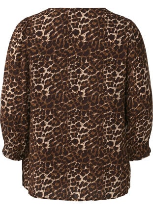 Zizzi Bluse med leopardmønster og 3/4-ermer, Leo AOP, Packshot image number 1