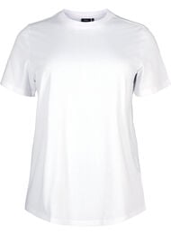 Basic T-skjorte i bomull med rund hals, Bright White
