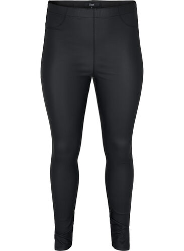 Coated leggings med splitter, Black, Packshot image number 0