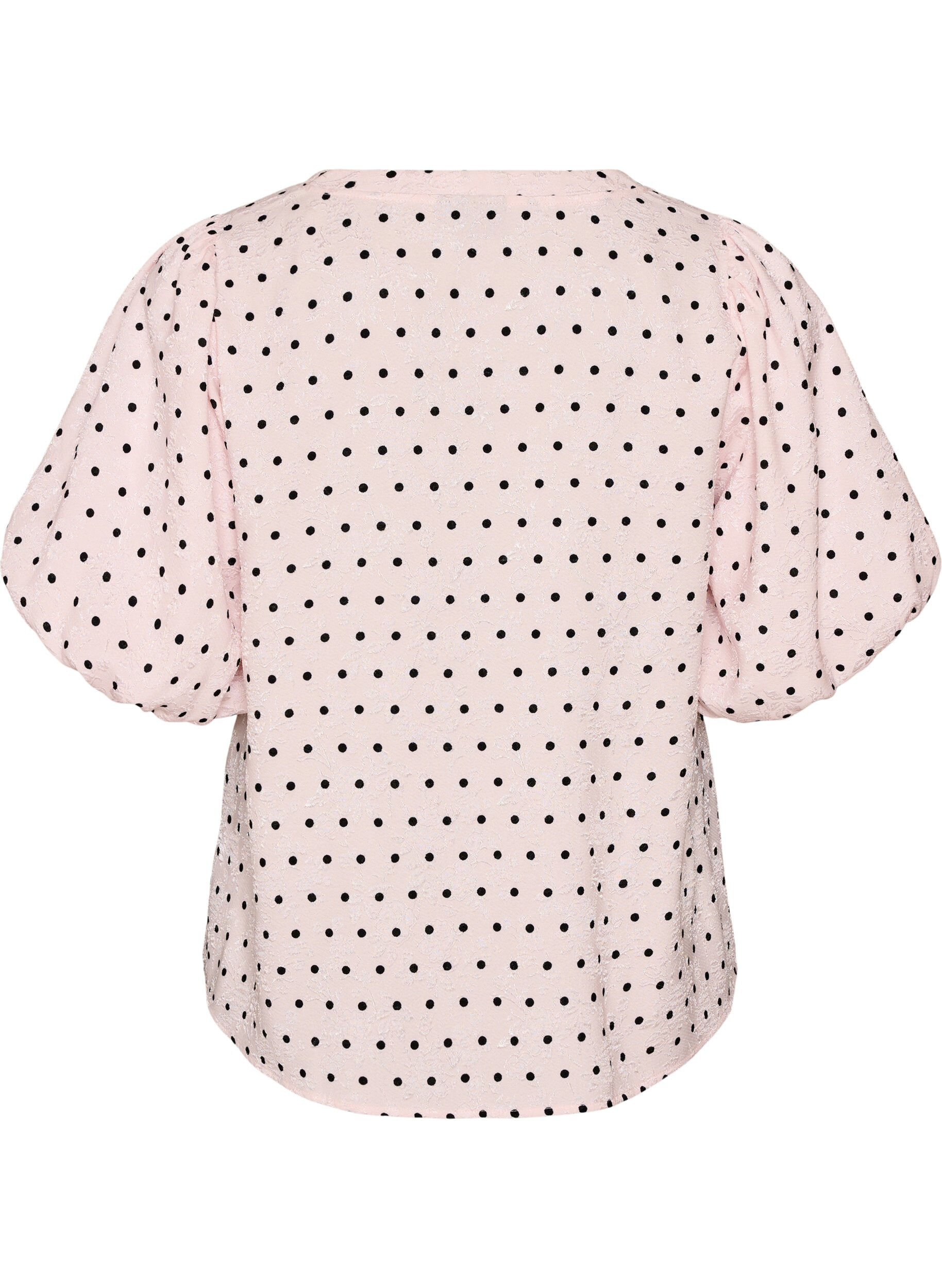 Zizzi Bluse med prikkem&oslash;nster og ballongermer, Rosa, Packshot image number 1