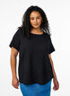 FLASH - Kortermet bluse med tekstur, Svart, Model image number 0