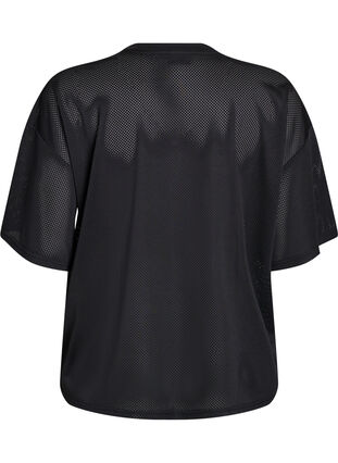 Zizzi Sporty T-skjorte med fronttrykk, Black, Packshot image number 1