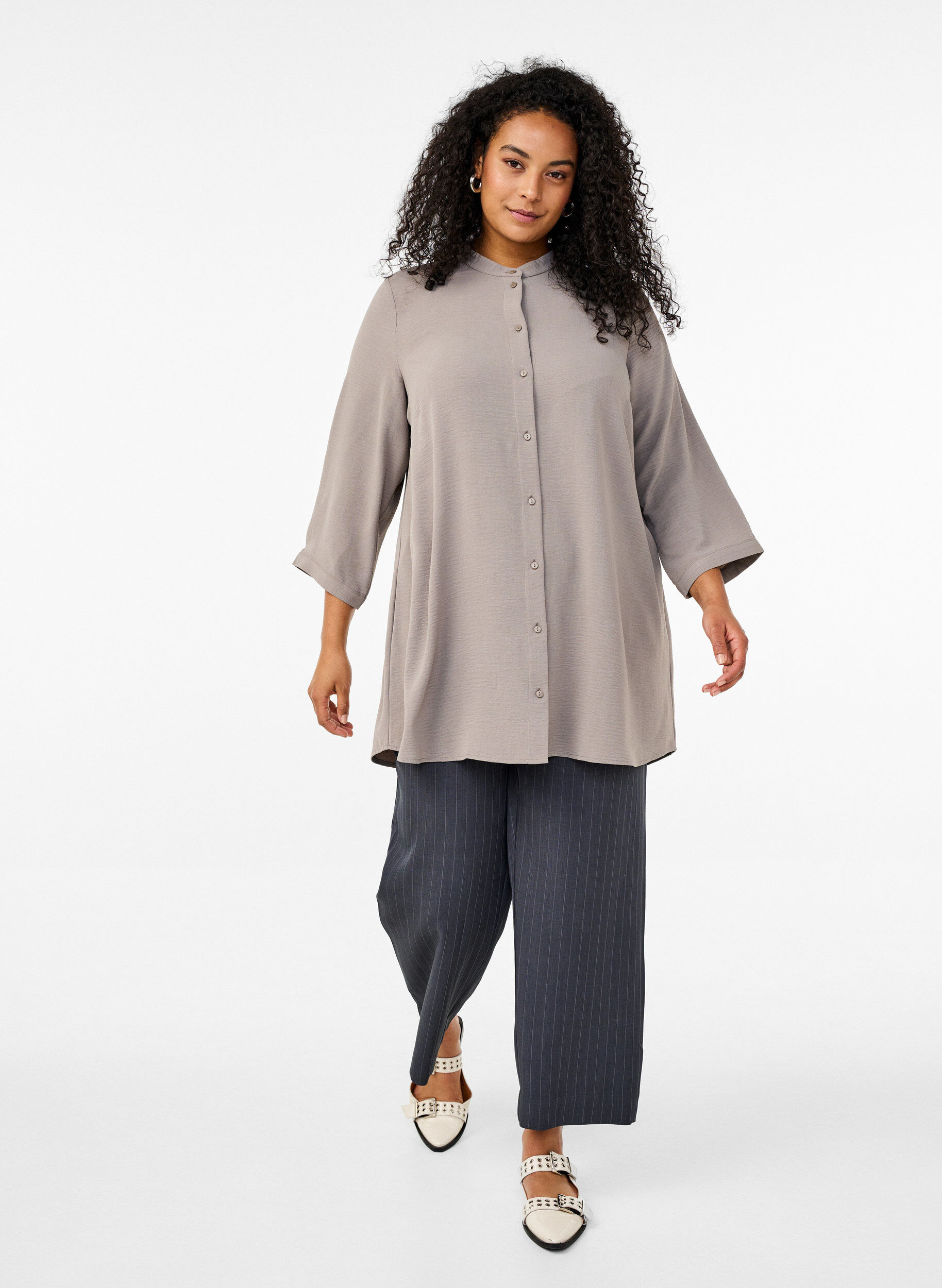 ZizziTunika med 3/4-ermer, Beige, Model image number 1