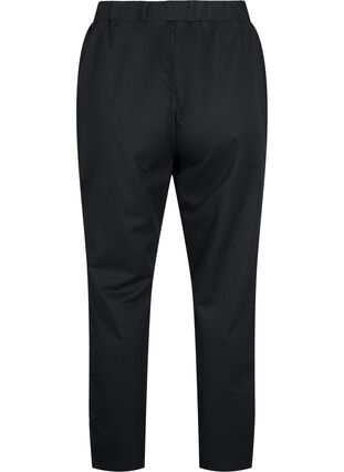 Bukse i bomull og lin med lommer, Black, Packshot image number 1