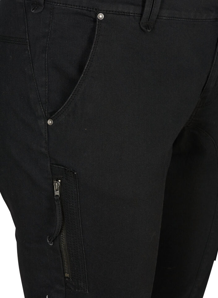 Slim fit caprijeans med lommer, Svart, Packshot image number 2