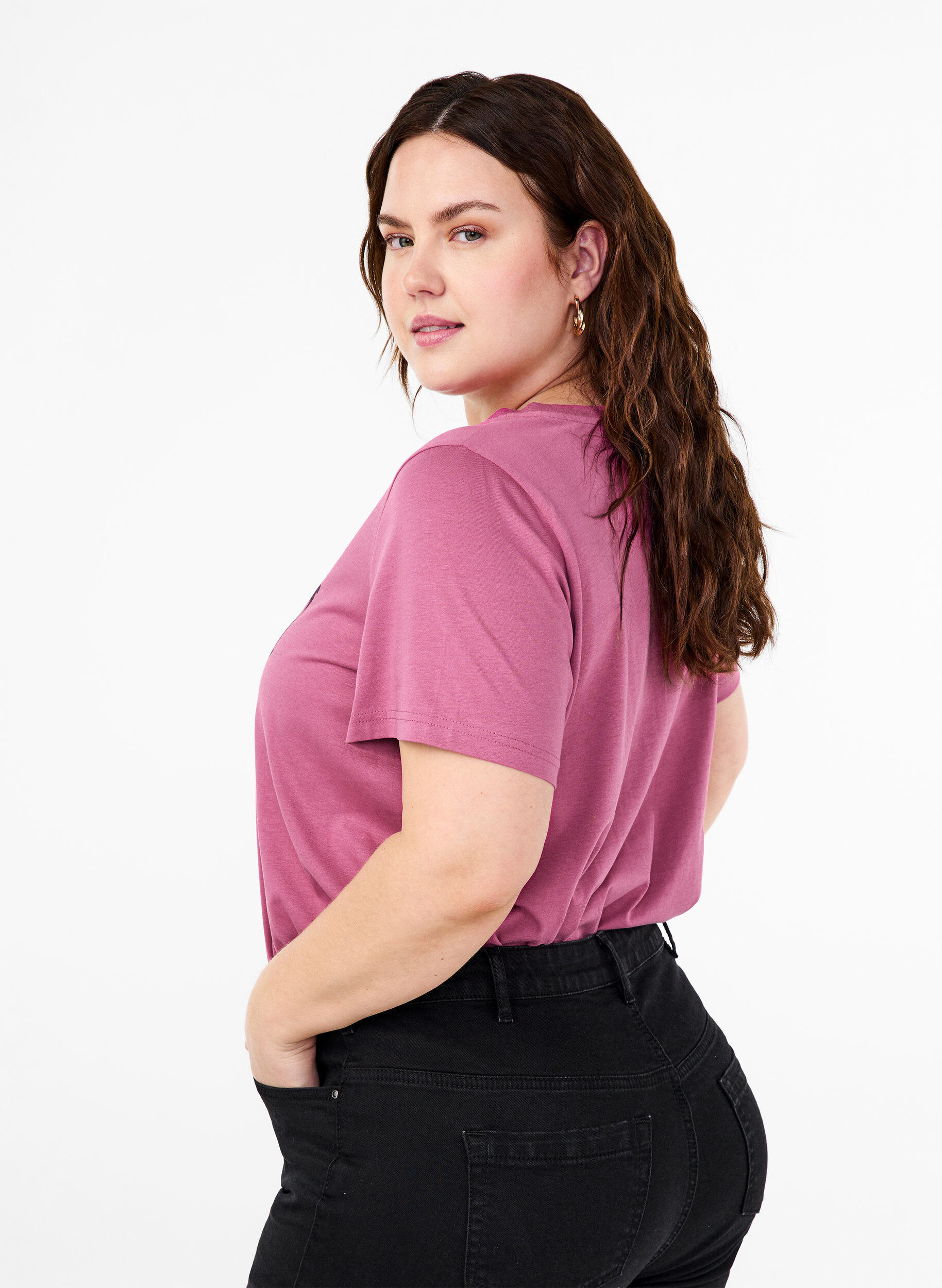 Zizzi T-skjorte i bomull med tekstmotiv, Malaga W. ALASKA, Model image number 1