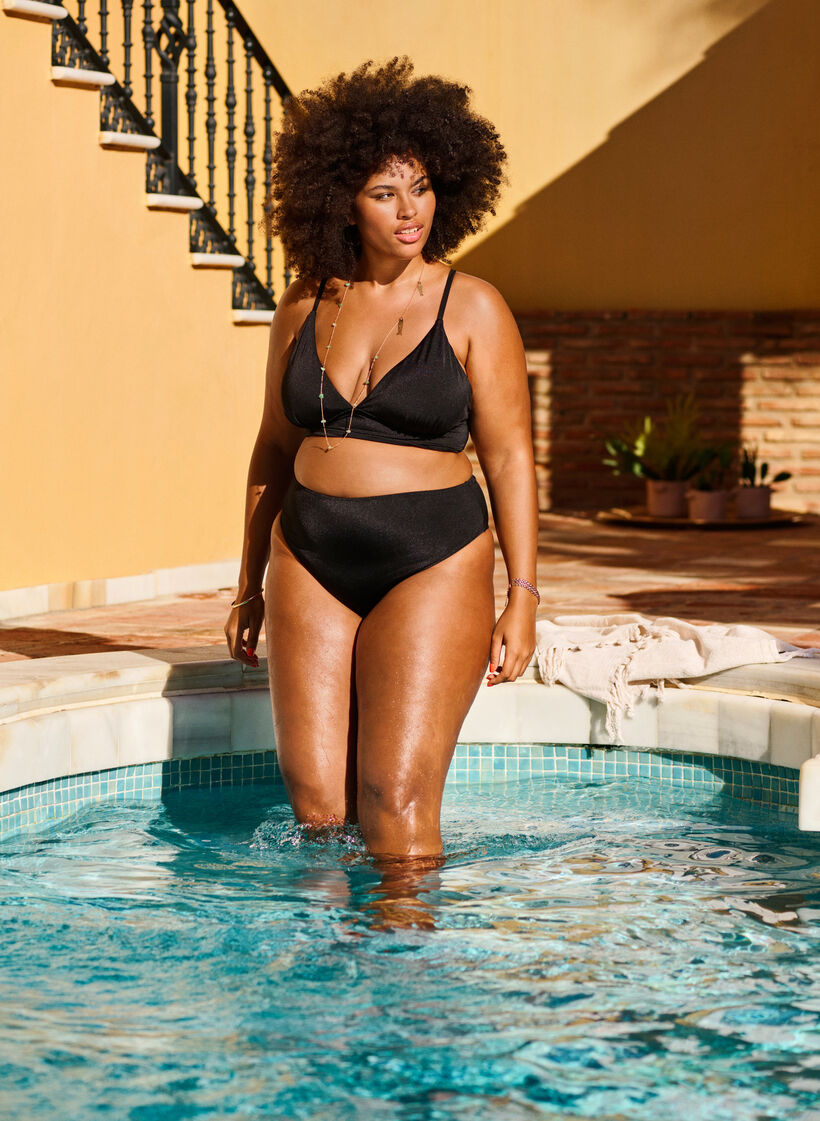 Ensfarget bikinitruse med vanlig midje, Black, Image
