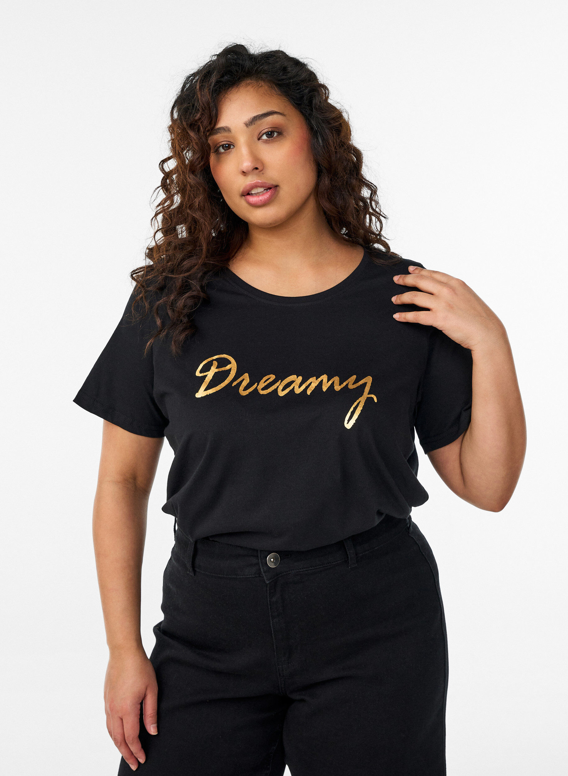 ZizziT-skjorte med trykk, Svart, Model image number 0