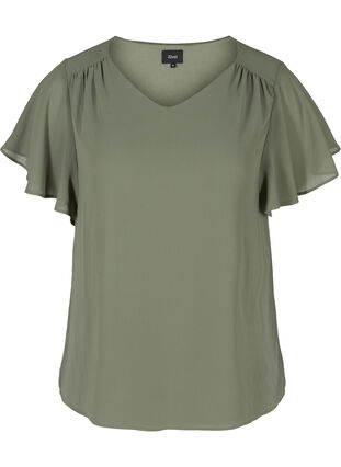 Bluse med korte ermer, Agave Green, Packshot image number 0