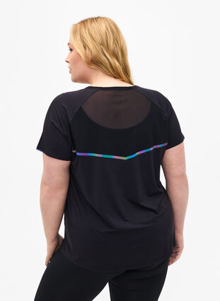 Trenings-T-skjorte med mesh og refleksdetaljer, Black, Model image number 1