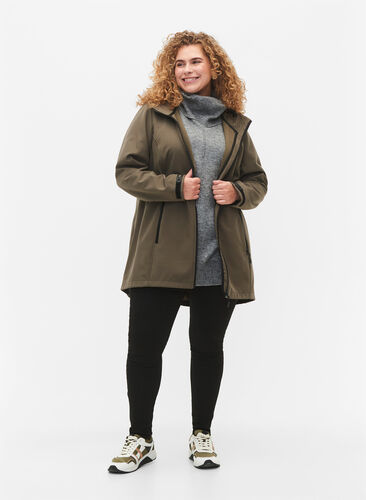 Kort softshell jakke med lommer, Bungee Cord , Model image number 2
