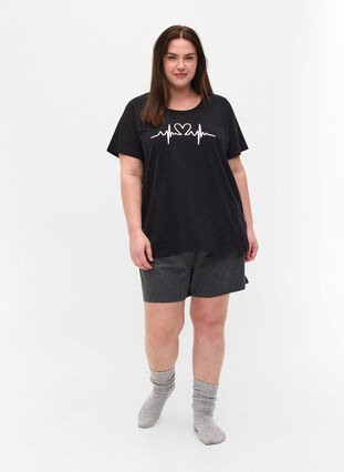 Løse shorts i en bomullsmiks, Dark Grey Melange, Model image number 2