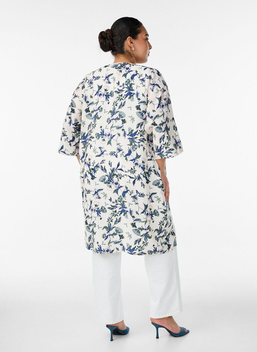 Kimono i viskose med 3/4 ermer, Bl&aring;, Model image number 2