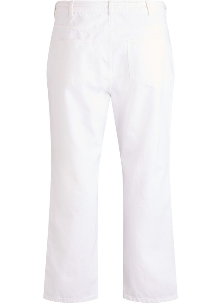Straight fit jeans med knytebelte, Hvit, Packshot image number 1