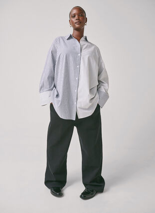 Zizzi Langermet skjorte med striper, Lava Smoke Stripe, Image image number 1