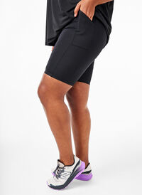 Ettersittende shorts med høy midje og lommer, Black, Model
