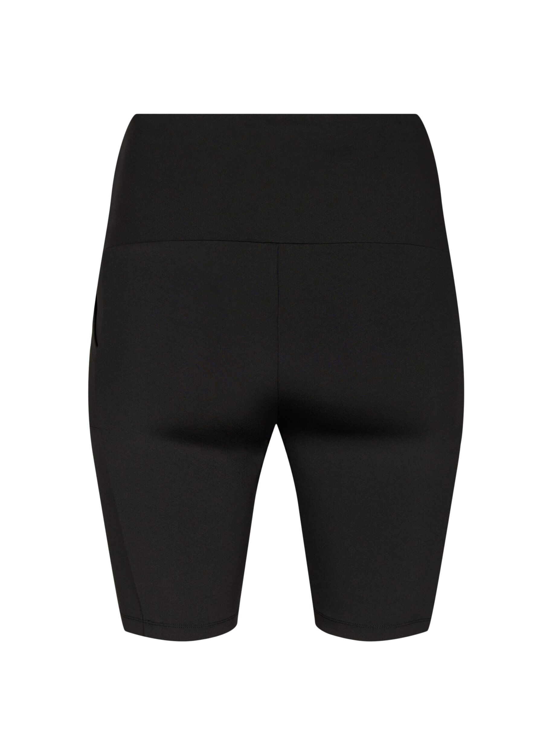 Zizzi Ettersittende shorts med h&oslash;y midje og lommer, Black, Packshot image number 1