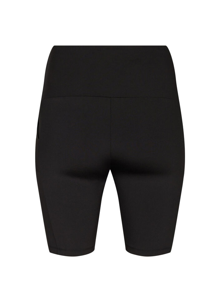 Ettersittende shorts med høy midje og lommer, Black, Packshot image number 1