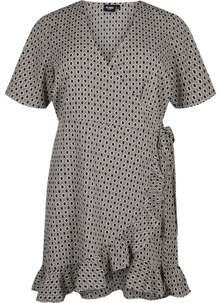 Flash - Omslagskjole med korte ermer, Black White Graphic, Packshot image number 0