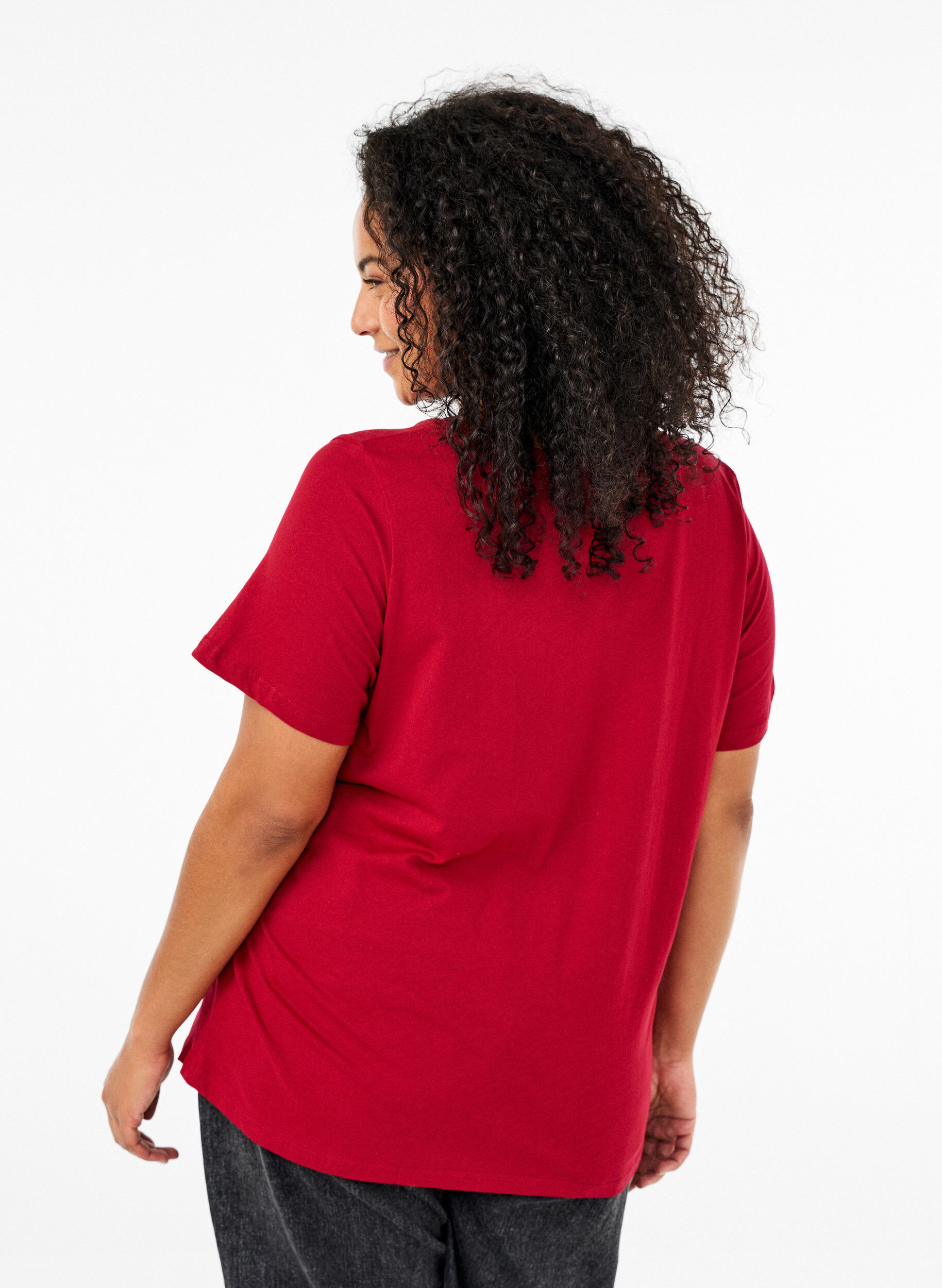 Zizzi Jule-t-skjorter i 100% bomull, Tango R.w.Candy Cane, Model image number 1