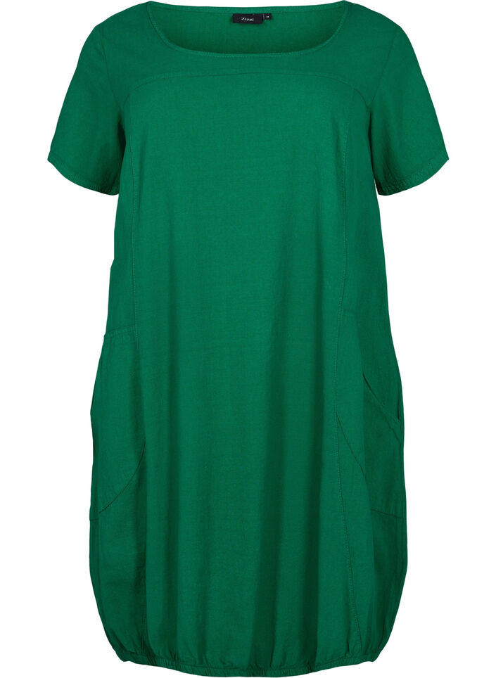 Kortermet kjole i bomull, Verdant Green, Packshot image number 0
