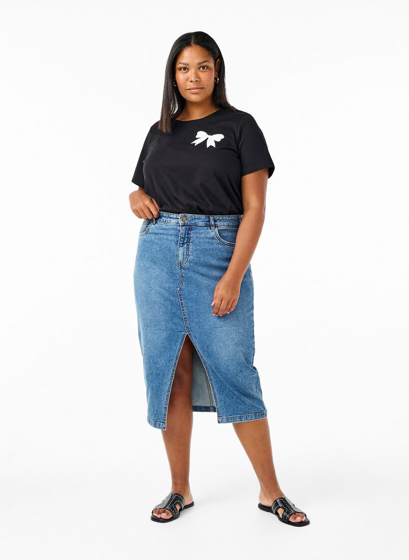 T-skjorte i bomull med sløyfe, Black W. White, Model image number 2