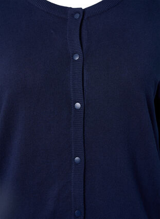 Ribbet cardigan med knappelukking, Navy Blazer, Packshot image number 2