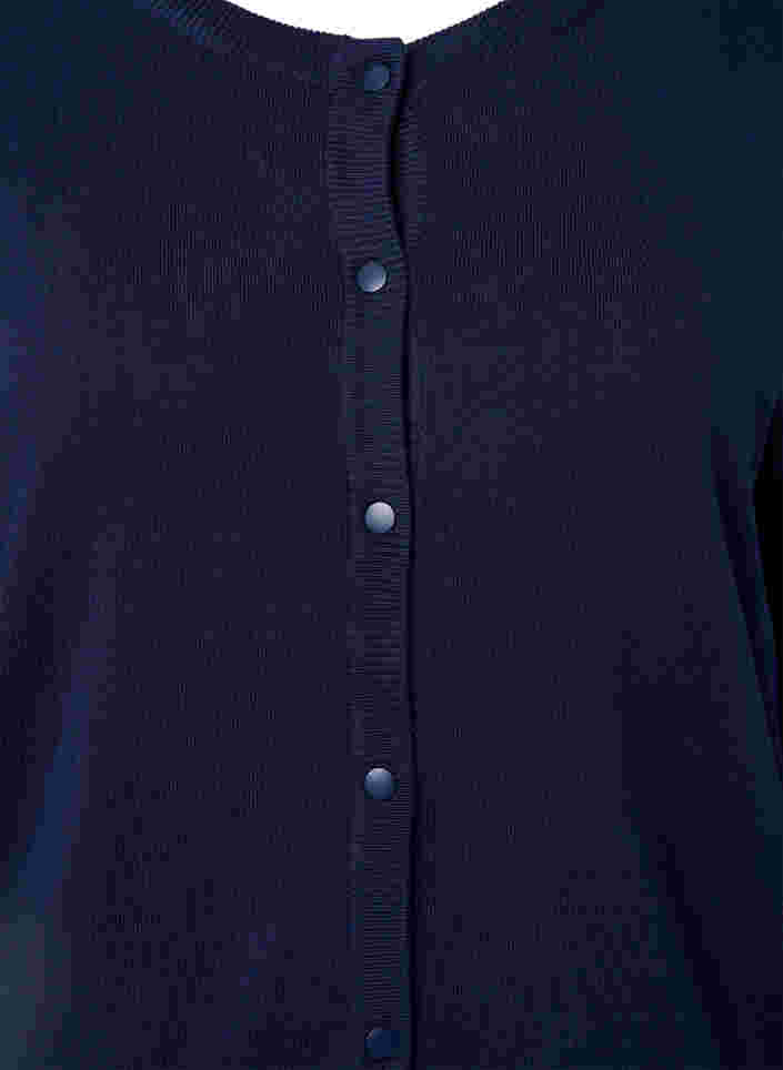Ribbet cardigan med knappelukking, Navy Blazer, Packshot image number 2