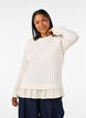 Bluse med struktur og volangkant, Vanilje, Model image number 0