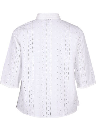 Bomullsskjorte med hullmønster, Bright White, Packshot image number 1