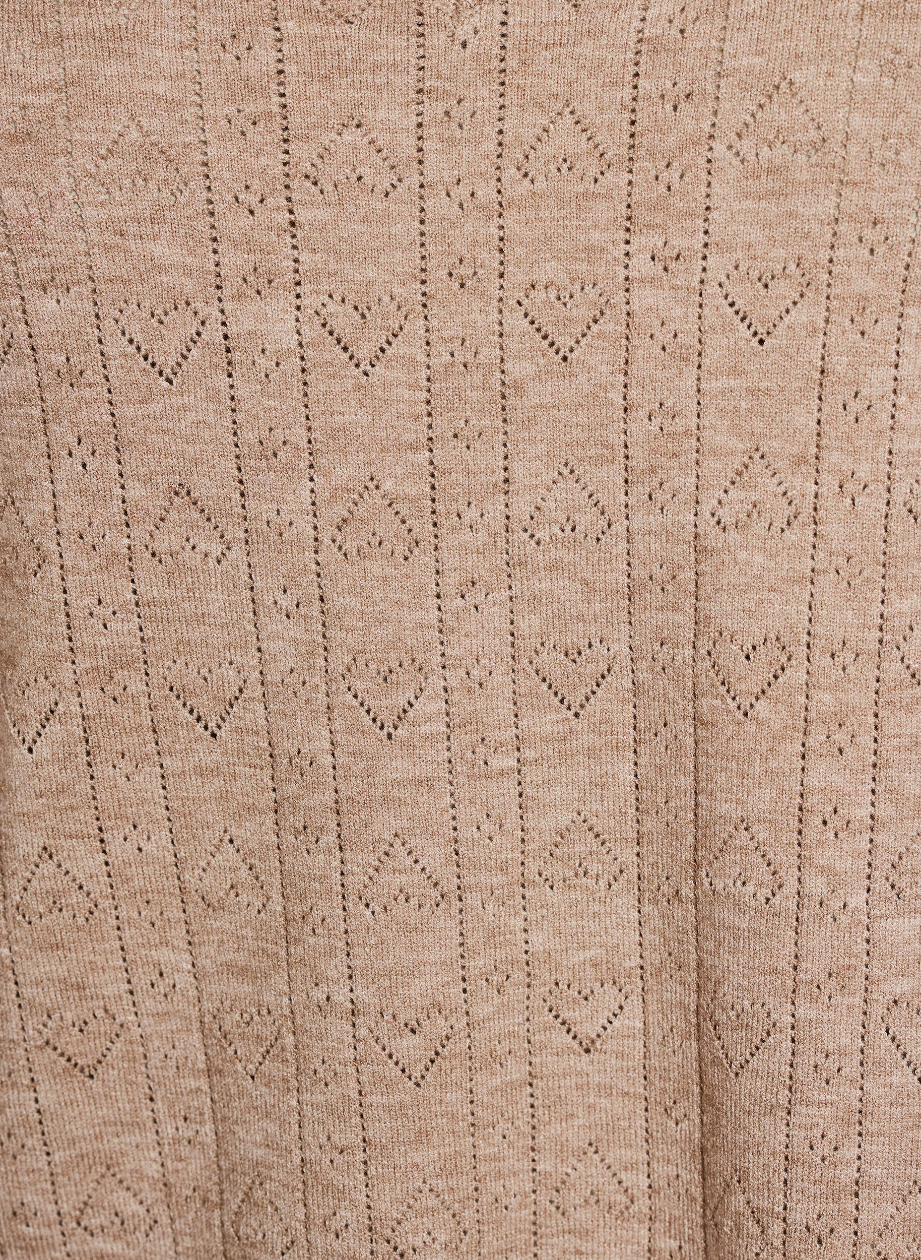 ZizziKortermet strikkebluse med pointellem&oslash;nster, Beige, Packshot image number 2