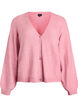 Strikkecardigan med ull og sløyfeknapper, Rosa, Packshot image number 0