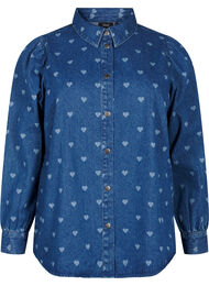 Denimskjorte med hjerter, L. Blue D. W. Heart