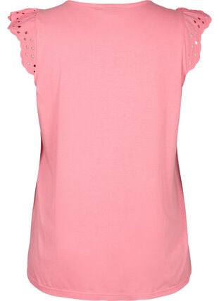 T-skjorte i økologisk bomull med engelske blonder, Strawberry Pink , Packshot image number 1