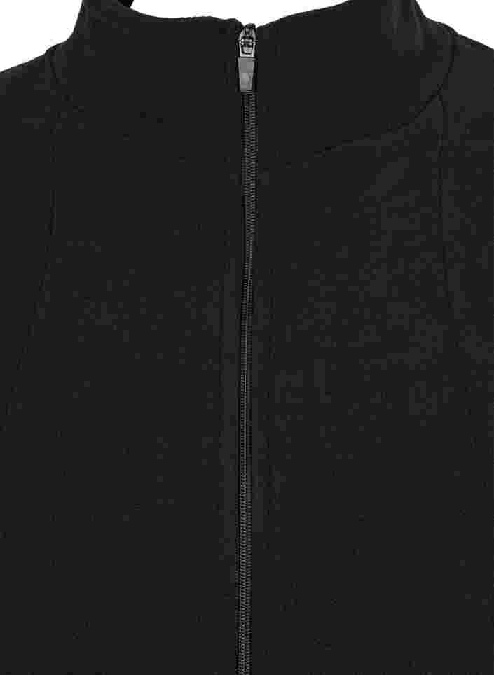 Fleecejakke med lommer og glidelås, Black, Packshot image number 2