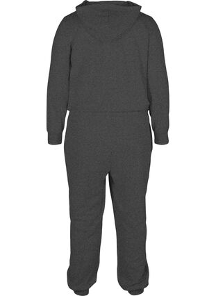 Jumpsuit med hette og knyting, Dark Grey Melange, Packshot image number 1