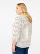 3/4-ermet bomullsbluse med trykk, Eggnog Black Stripe, Model image number 1
