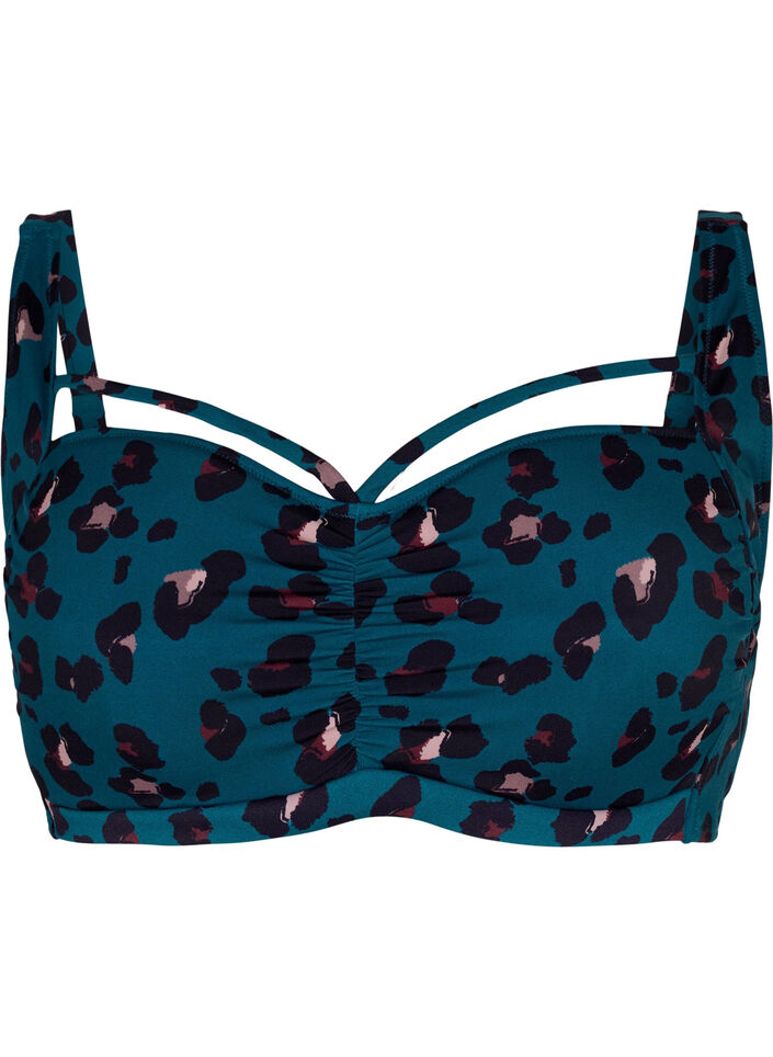 Bikinitopp med drapering, Leopard, Packshot image number 0