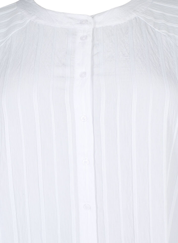 Lang viskose skjorte med stripete struktur, Bright White, Packshot image number 2