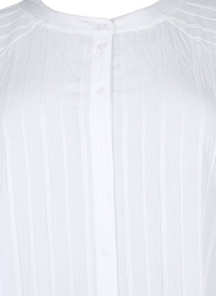 Lang viskose skjorte med stripete struktur, Bright White, Packshot image number 2