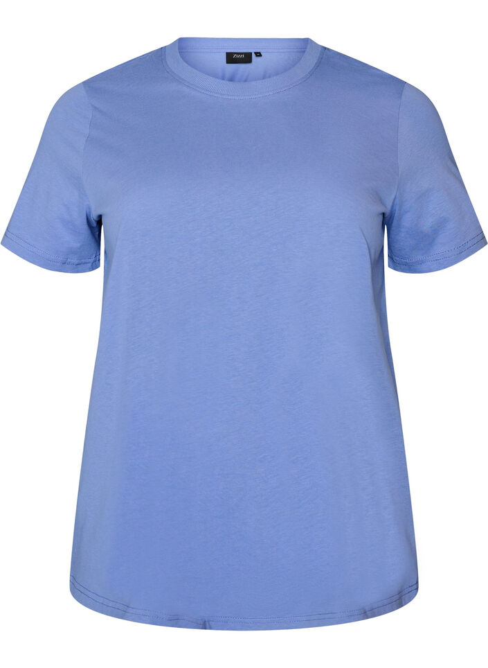 Basic T-skjorte i bomull med rund hals, Lilla, Packshot image number 0