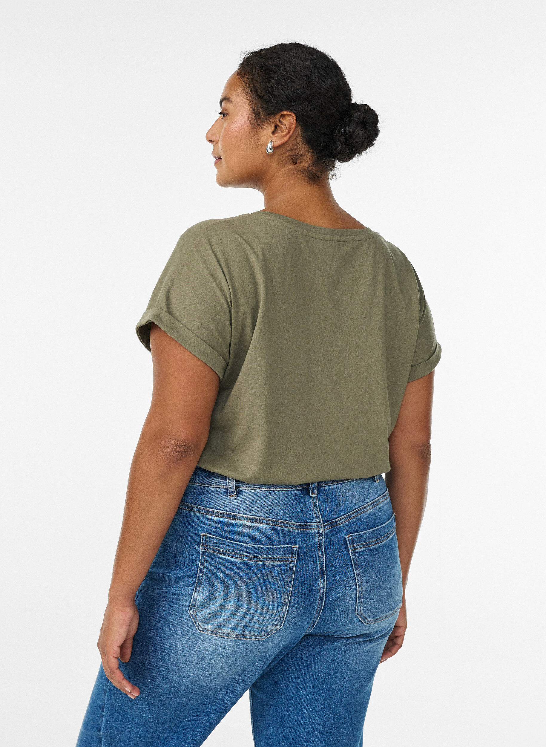 Zizzi Kortermet t-skjorte i en bomullsblanding, Gr&oslash;nn, Model image number 2