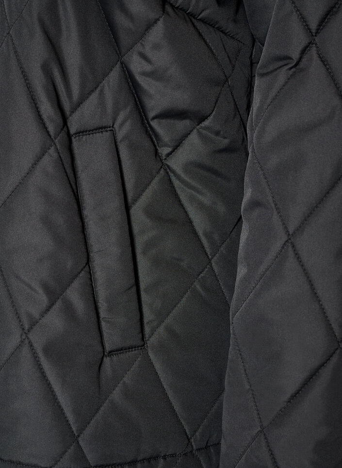Lett vattert jakke med diamantquilt, Svart, Packshot image number 3
