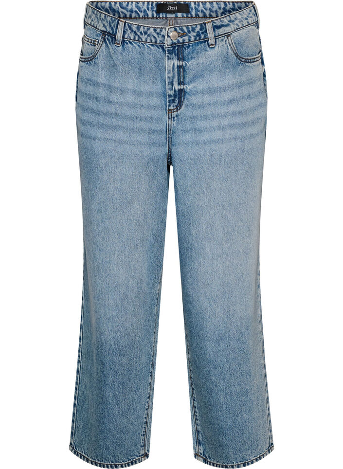 Kiana jeans med straight fit og h&oslash;y midje, Bl&aring;, Packshot image number 0