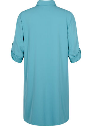 Lang skjortejakke med knappelukking, Brittany Blue, Packshot image number 1