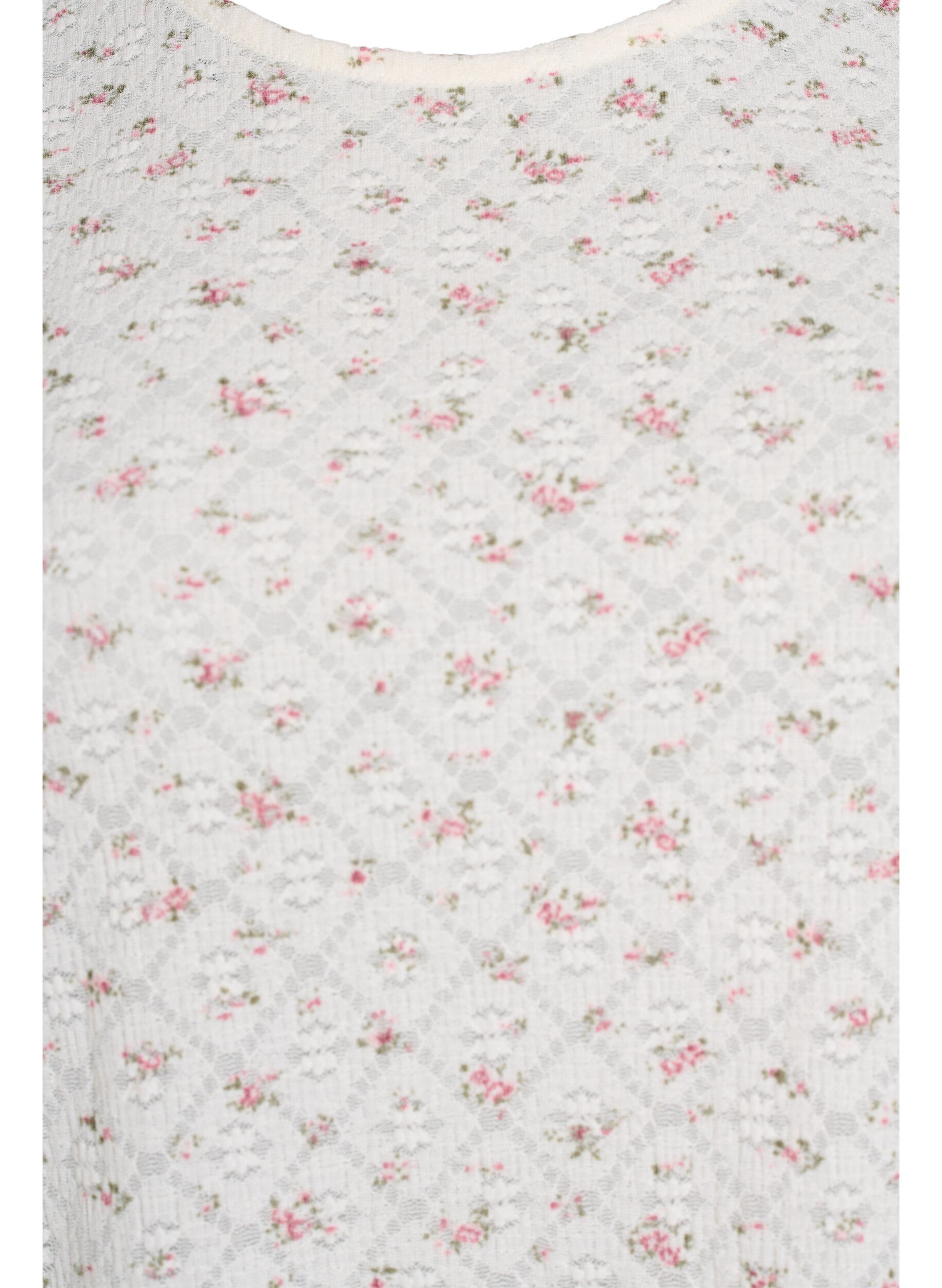 Zizzi Kortermet jerseybluse med blomstertrykk, Hvit, Packshot image number 2