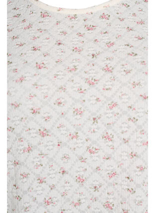 Zizzi Kortermet jerseybluse med blomstertrykk, Hvit, Packshot image number 2